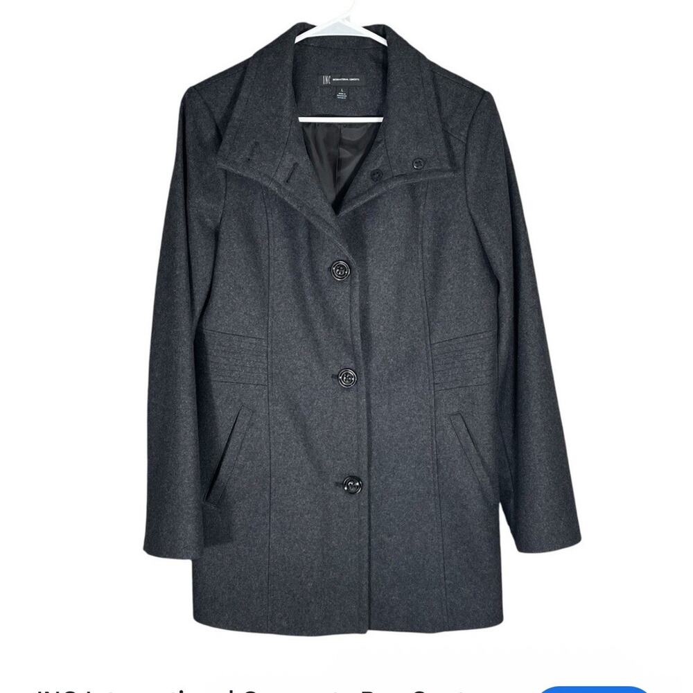Inc International Concepts Pea Coat Womens Dark Gray Wool Blend Size XXL NWT